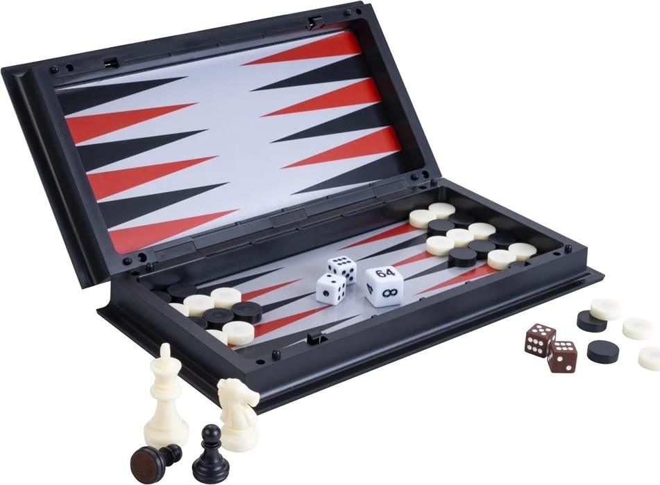Brädspel Schack / Backgammon Reseset 24x24 cm