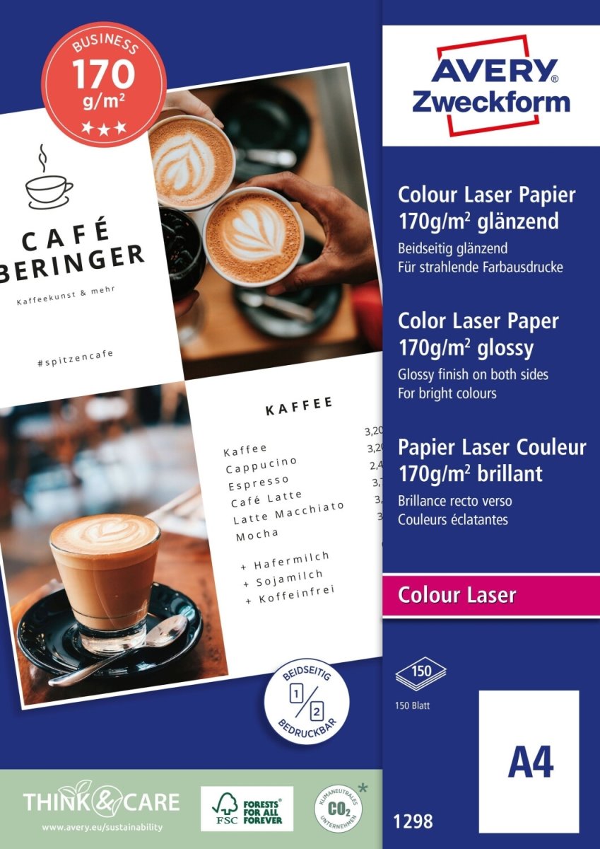 Avery laser-fotopapper, glansigt, A4 / 170 g / 150