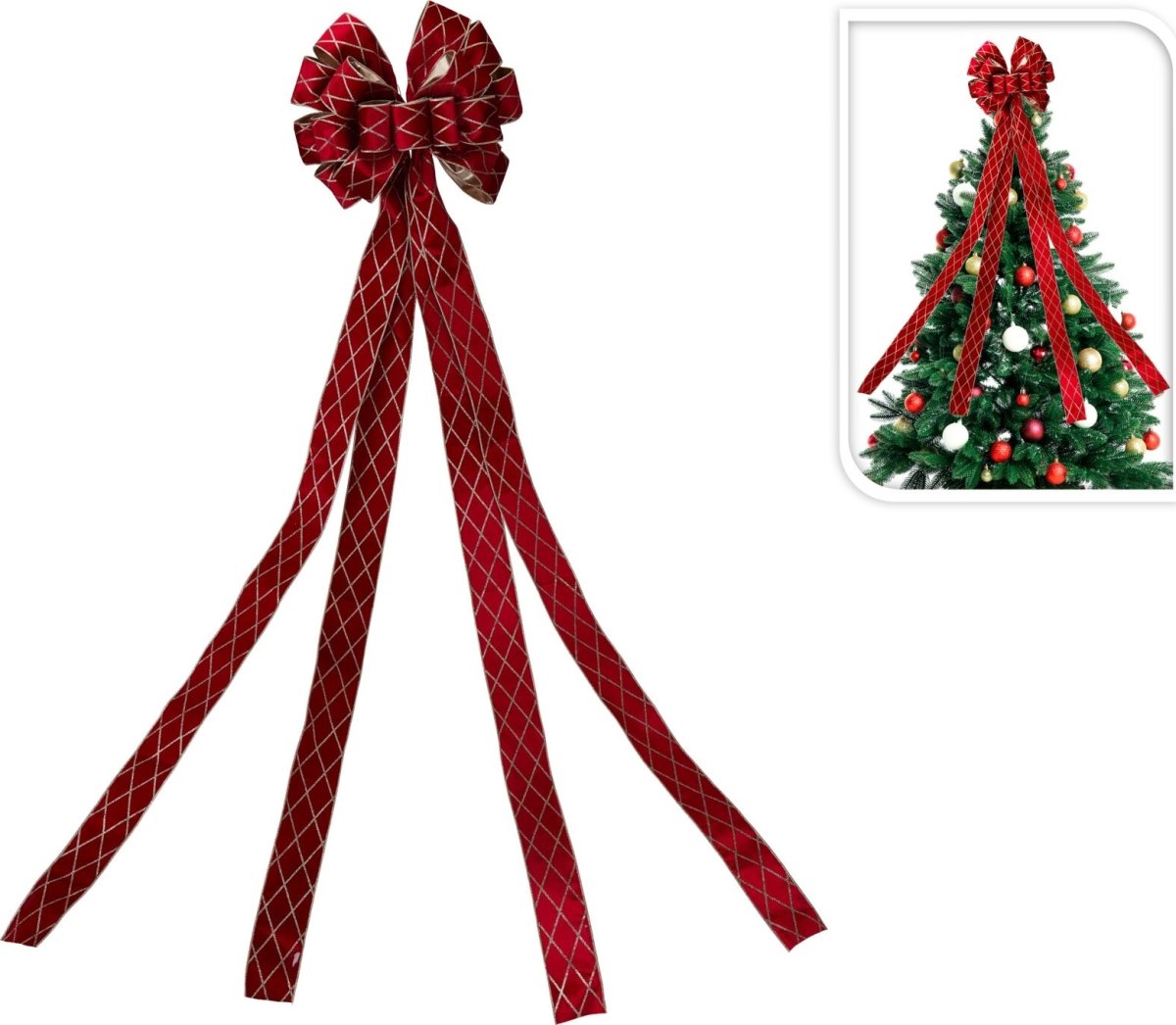 Julgransrosett, röd rutig, 130 cm