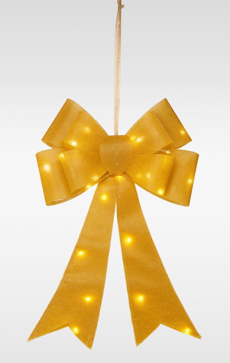 Rosett med LED, guld, batteridriven, 61 cm