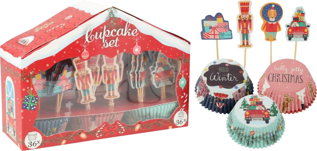 Cupcake Set med Julmotiv, 72 delar