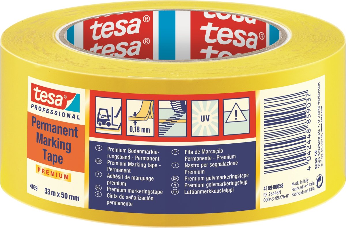 tesa golvmarkeringstejp, 50 mm x 33 m, gul