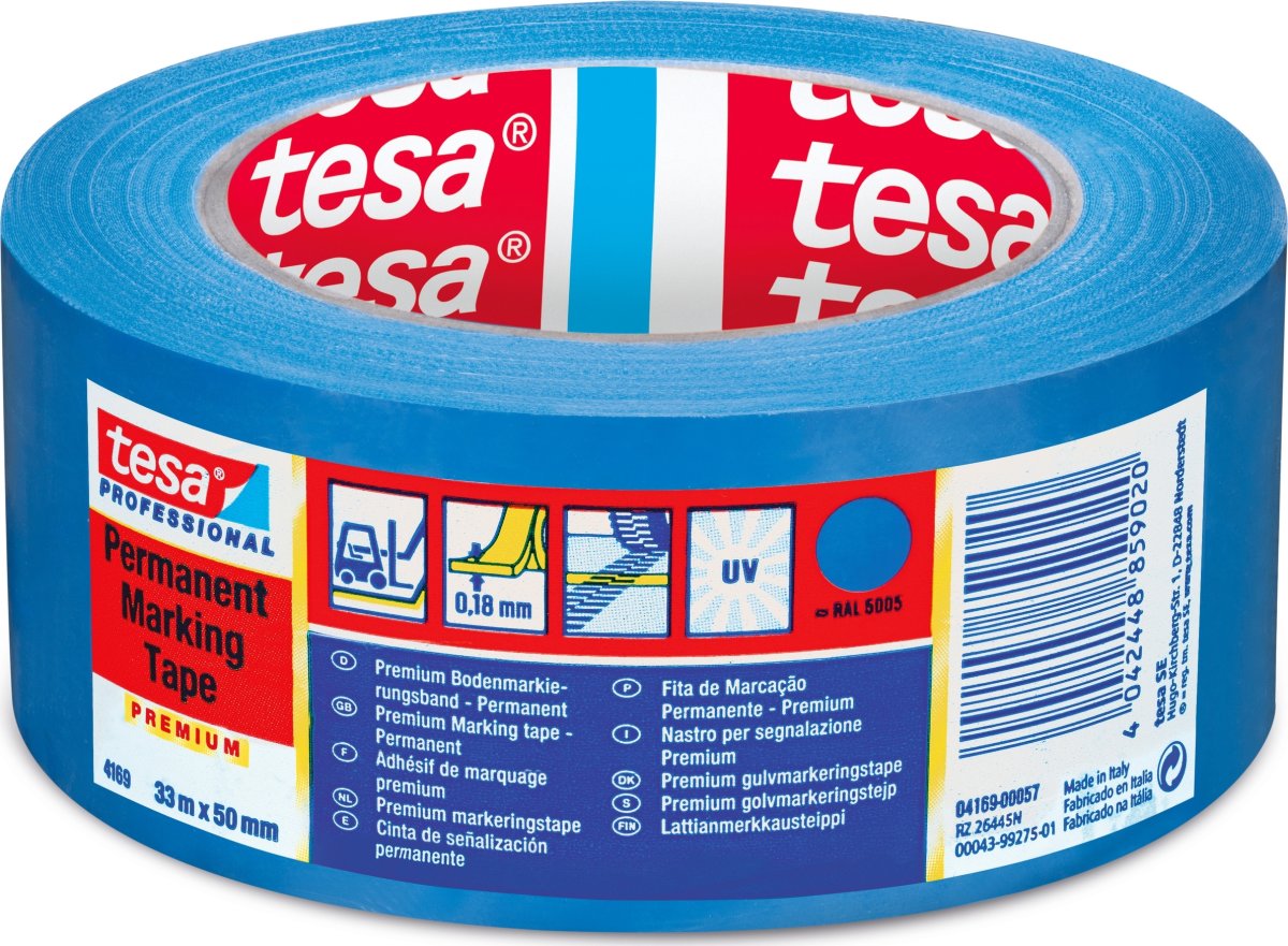 tesa golvmarkeringstejp, 50 mm x 33 m, blå