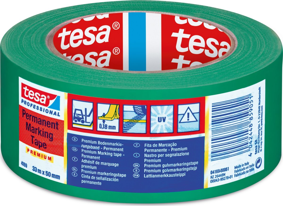 tesa golvmarkeringstejp, 50 mm x 33 m, Grön