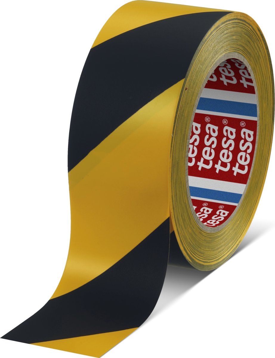 tesa golvmarkeringstejp, 50 mm x 33 m, svart/gul