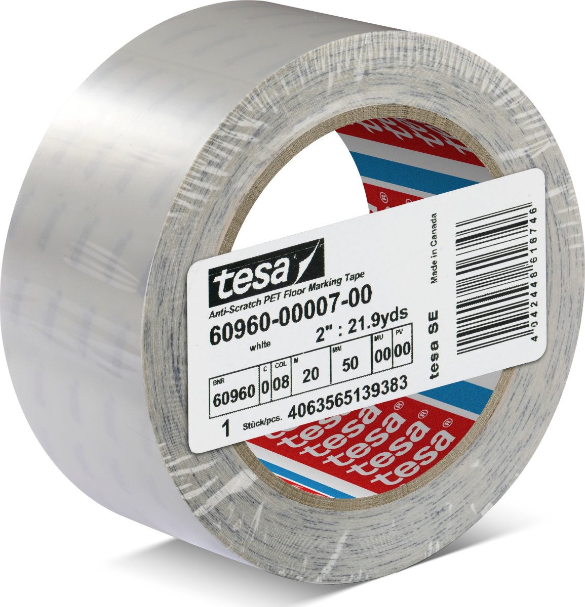 tesa slitstark golvmarkeringstejp, 50mm x 20m, vit