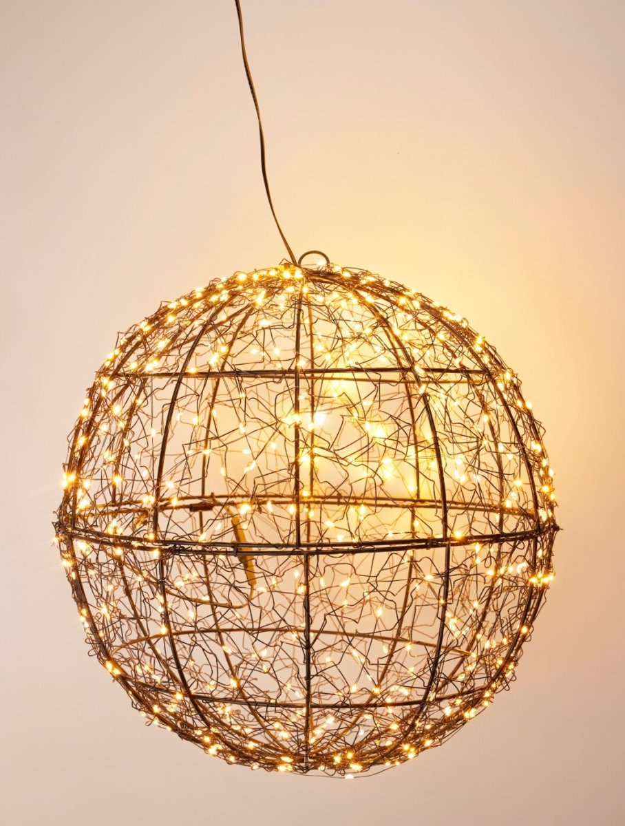 Kula i metall m/500 mikro LED, 35cm, svart