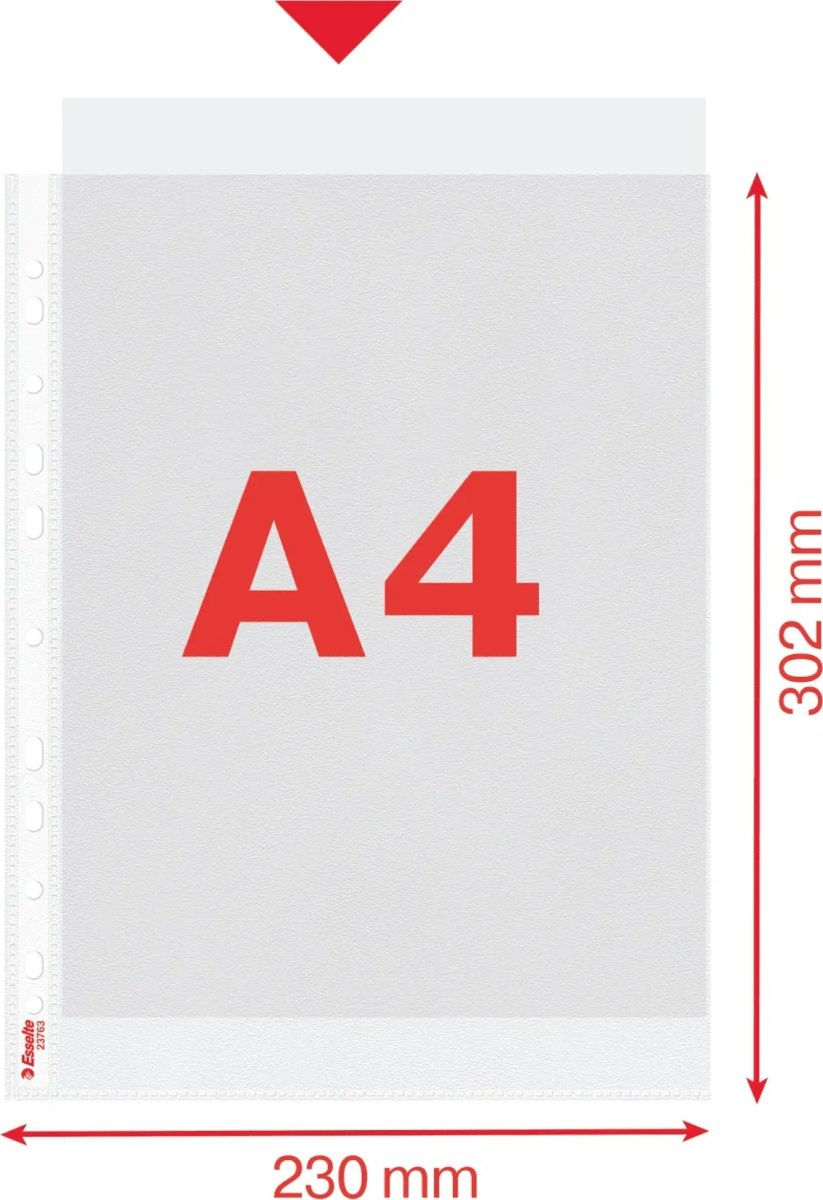 Esselte Premium plastficka, A4, topp, 0,09 mm
