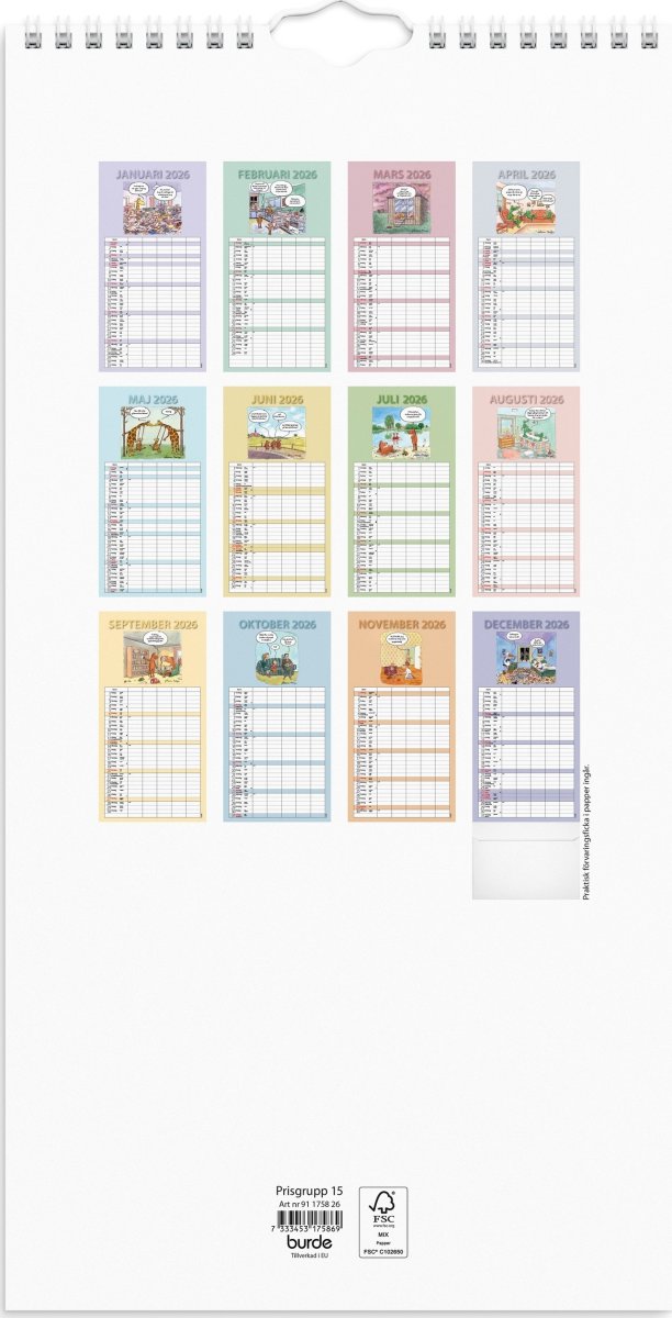 Burde 2026 Familjekalender, Rolig
