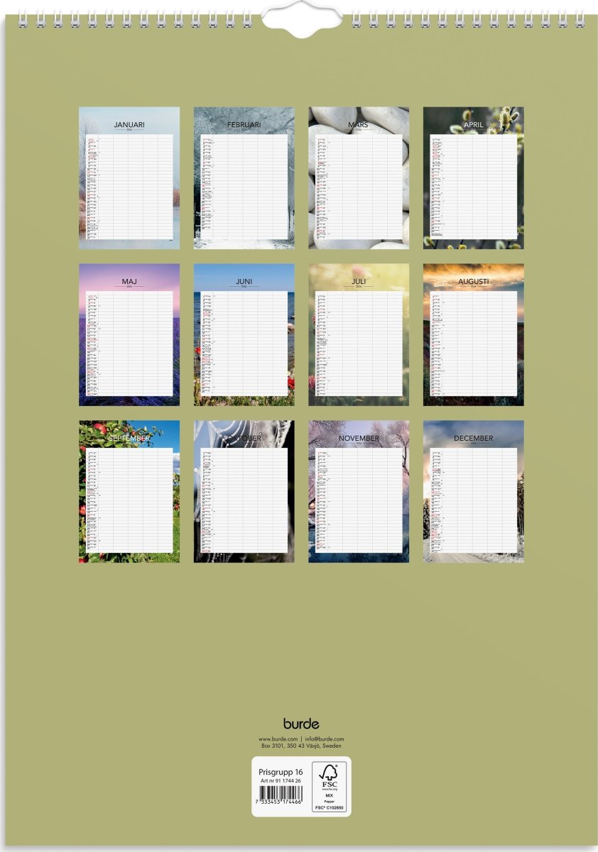 Burde 2026 Familjekalender, Seasons
