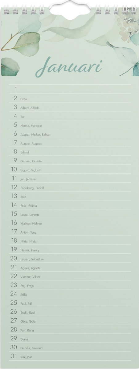 Burde 2026 Födelsedagskalender, vägg