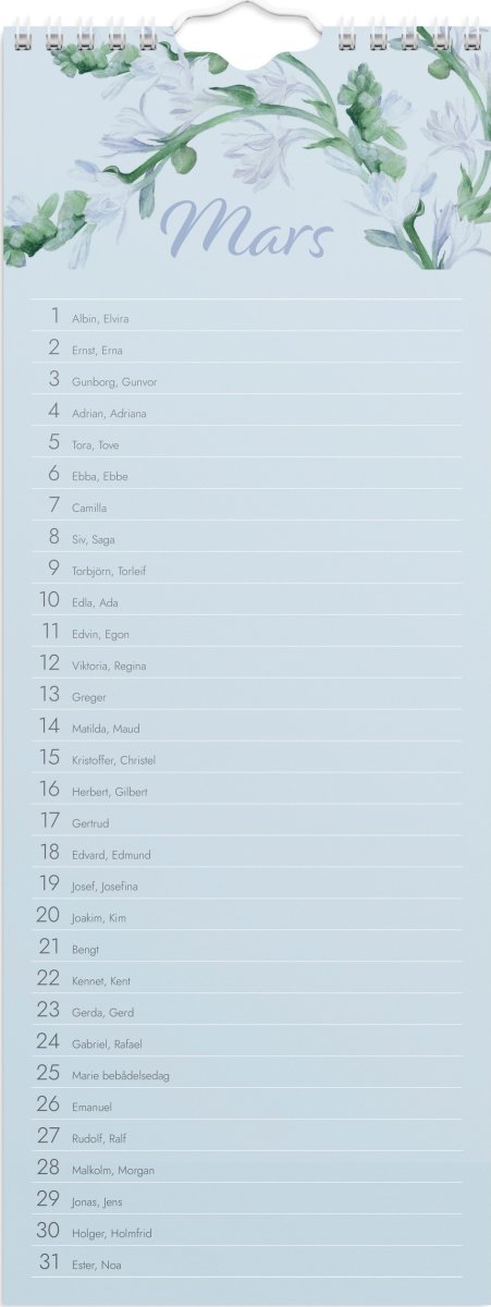 Burde 2026 Födelsedagskalender, vägg