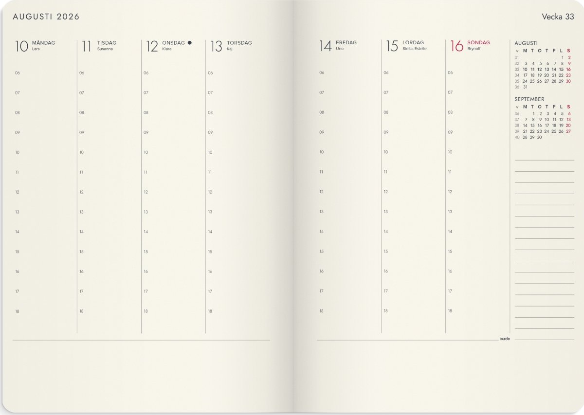Burde 2026 Kalender, Agency Forma Deluxe, Svart