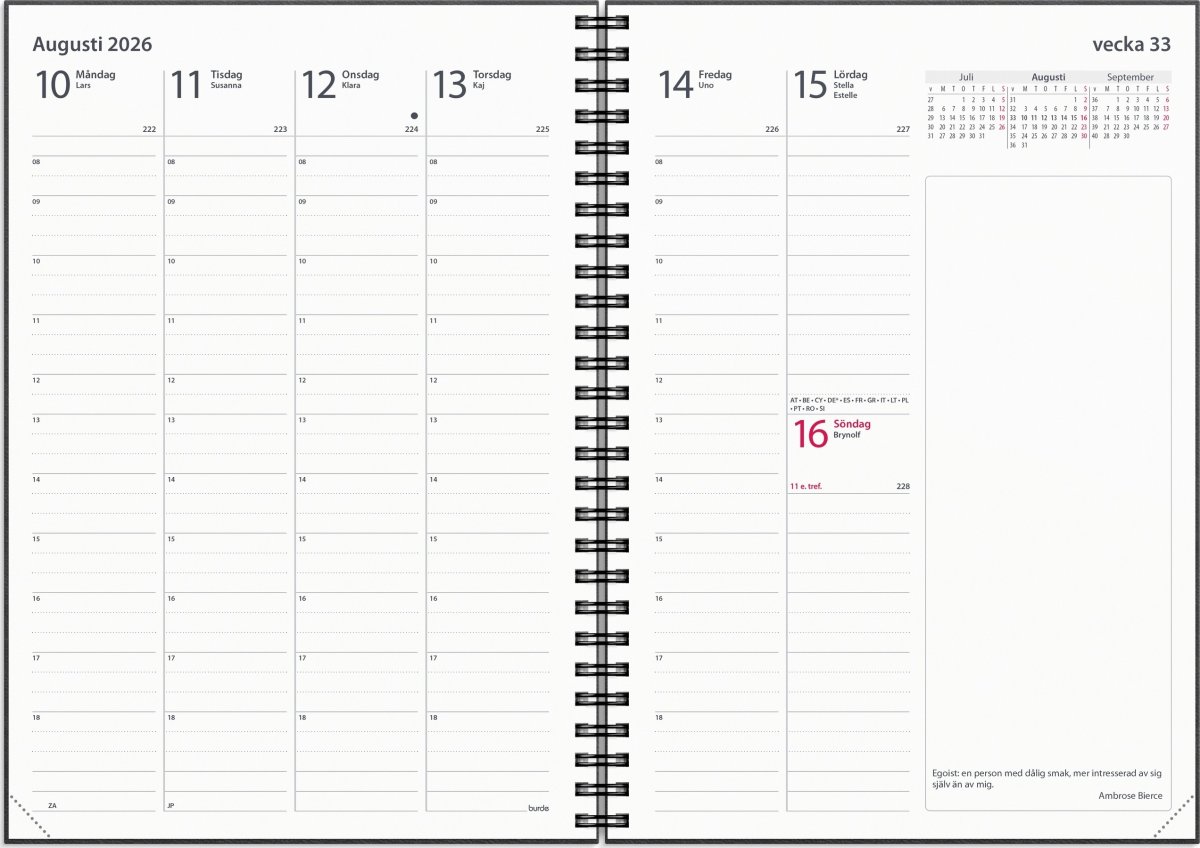 Burde 2026 Kalender, Business Country