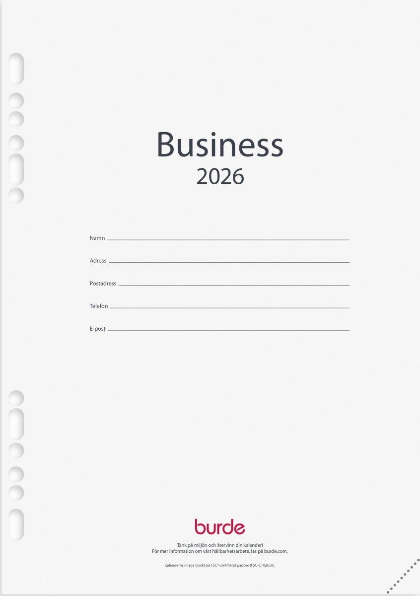 Burde 2026 Kalendersats, Business
