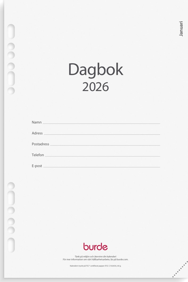 Burde 2026 Kalendersats, Business Dagbok