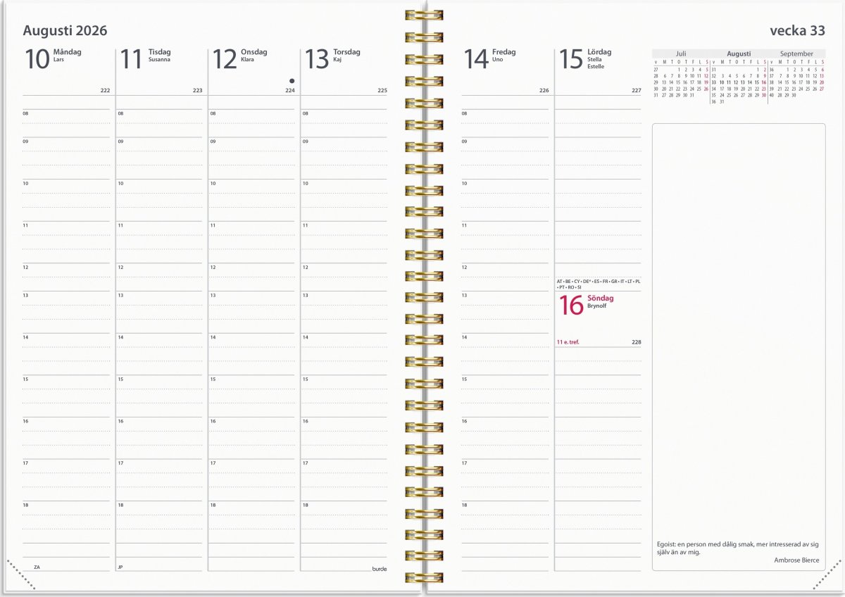 Burde 2026 Kalender, Business Star