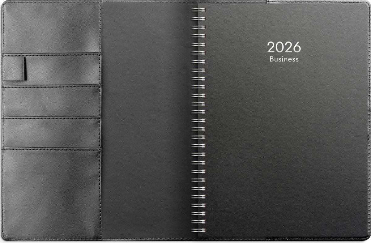 Burde 2026 Kalender, Business, konstläder, Svart