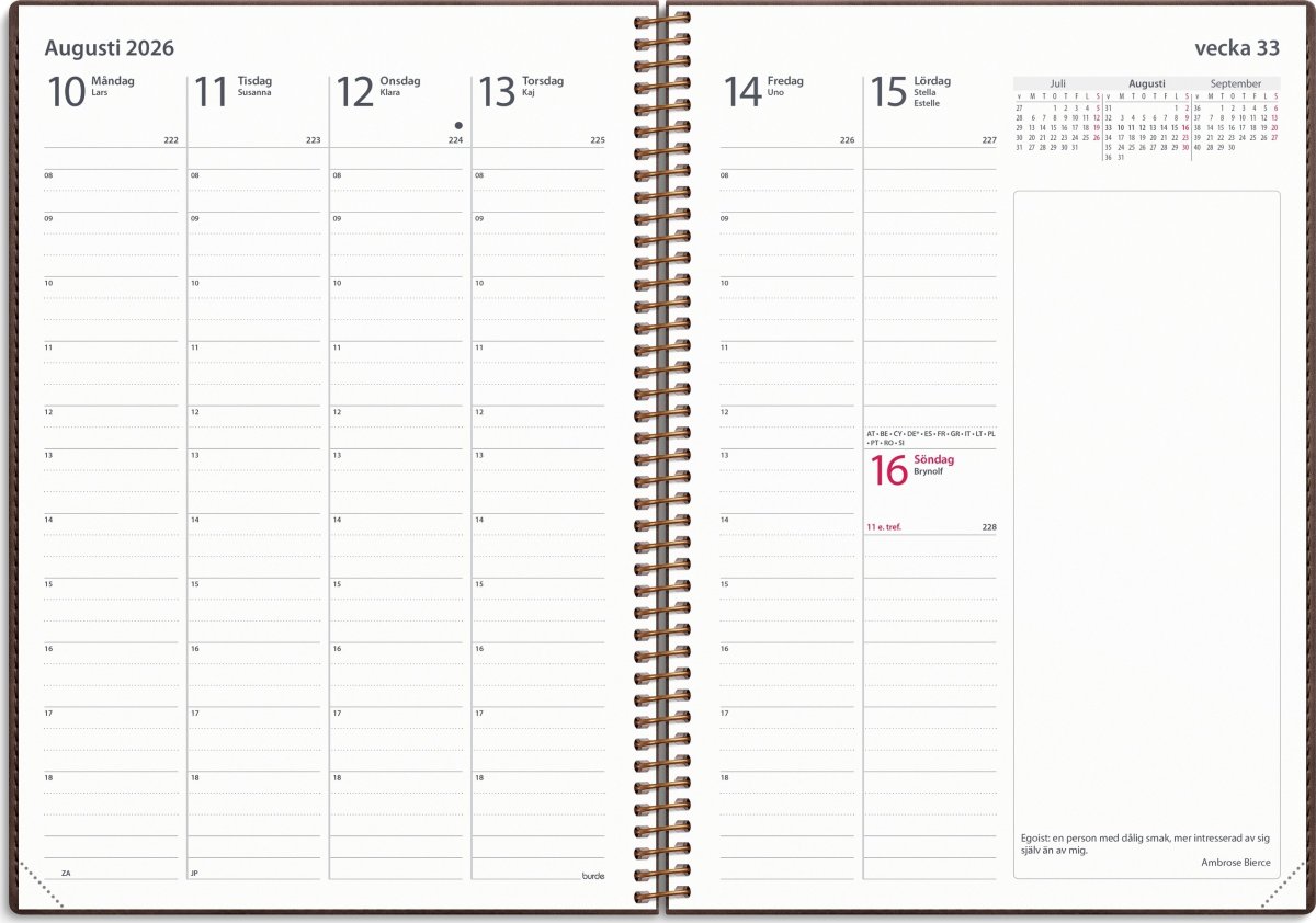 Burde 2026 Kalender, Business Twist, Brun