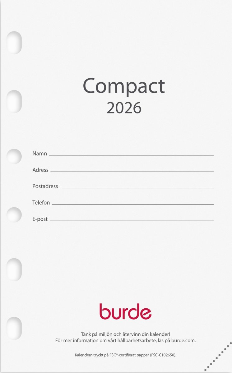Burde 2026 Kalendersats, Compact