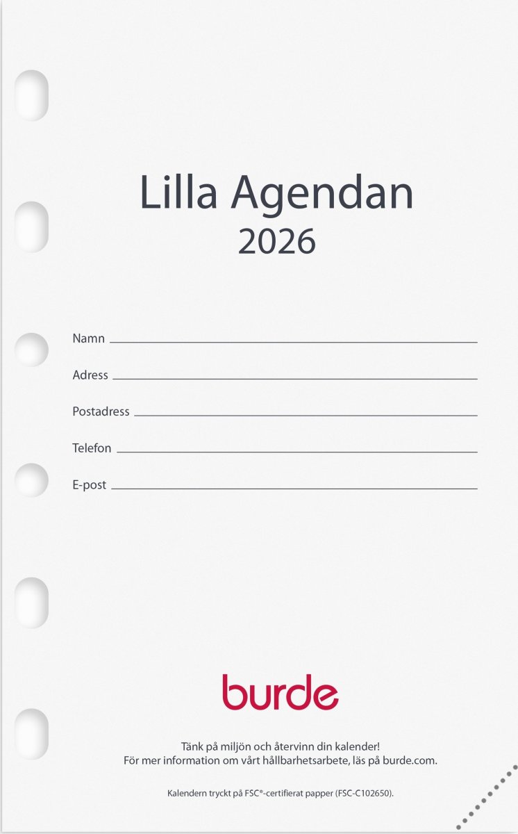 Burde 2026 Kalendersats, Compact Lilla Agendan