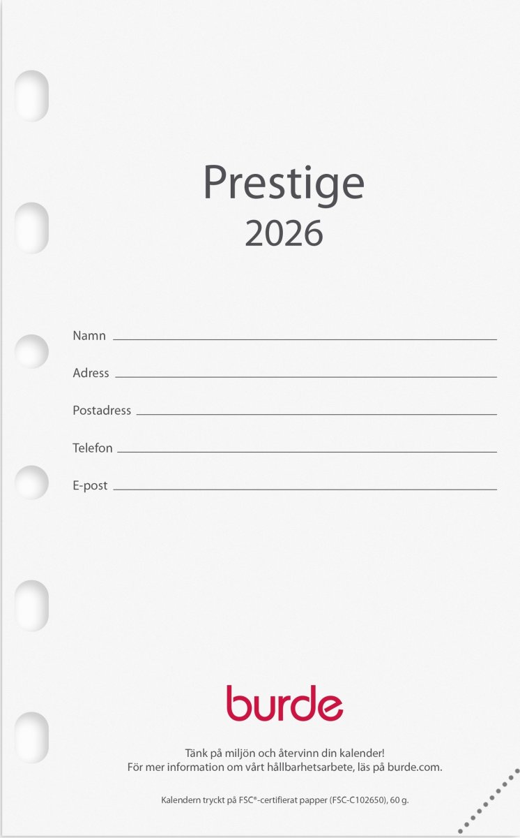 Burde 2026 Kalendersats, Prestige