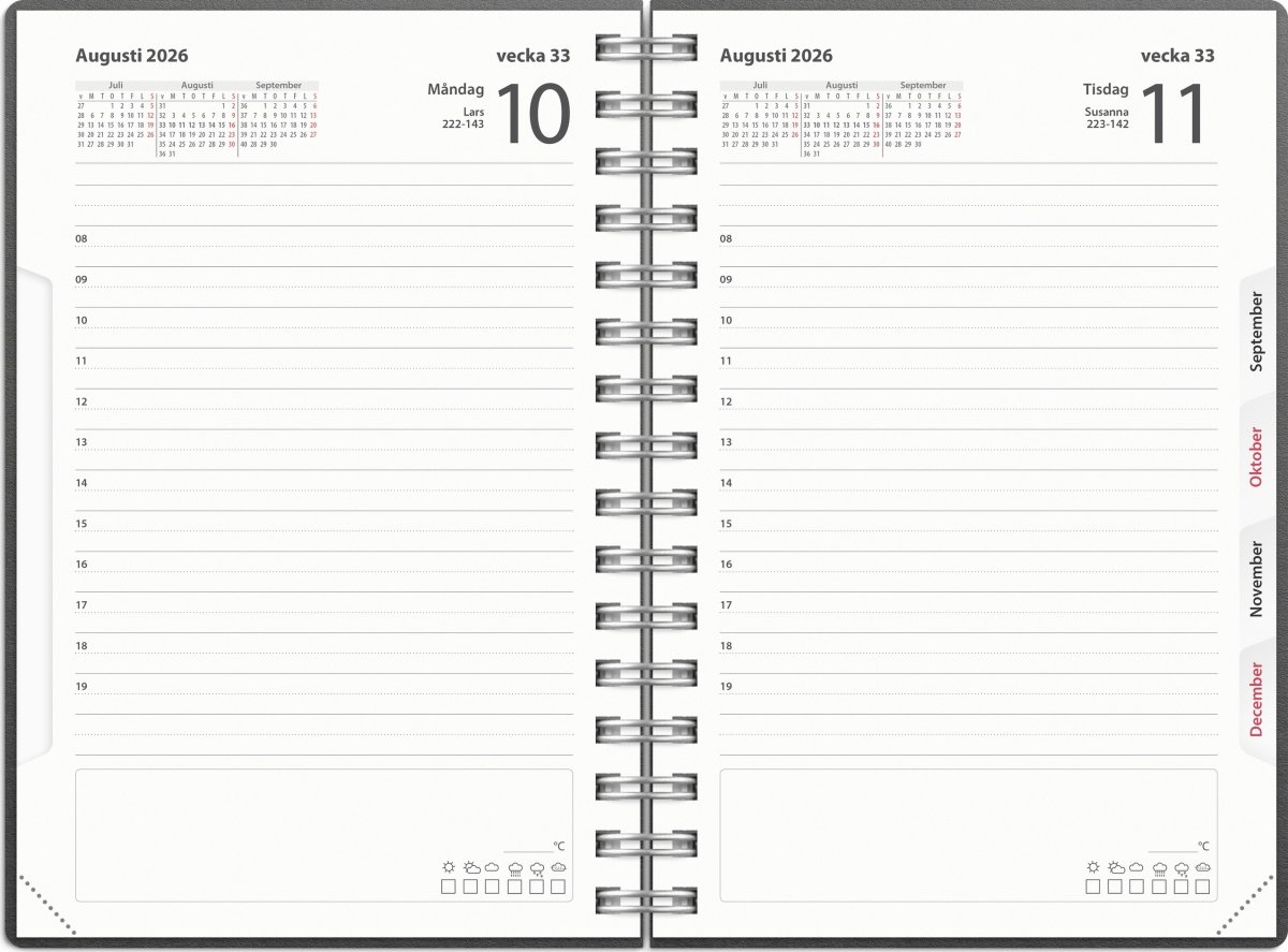 Burde 2026 Kalender, Dagbok refill