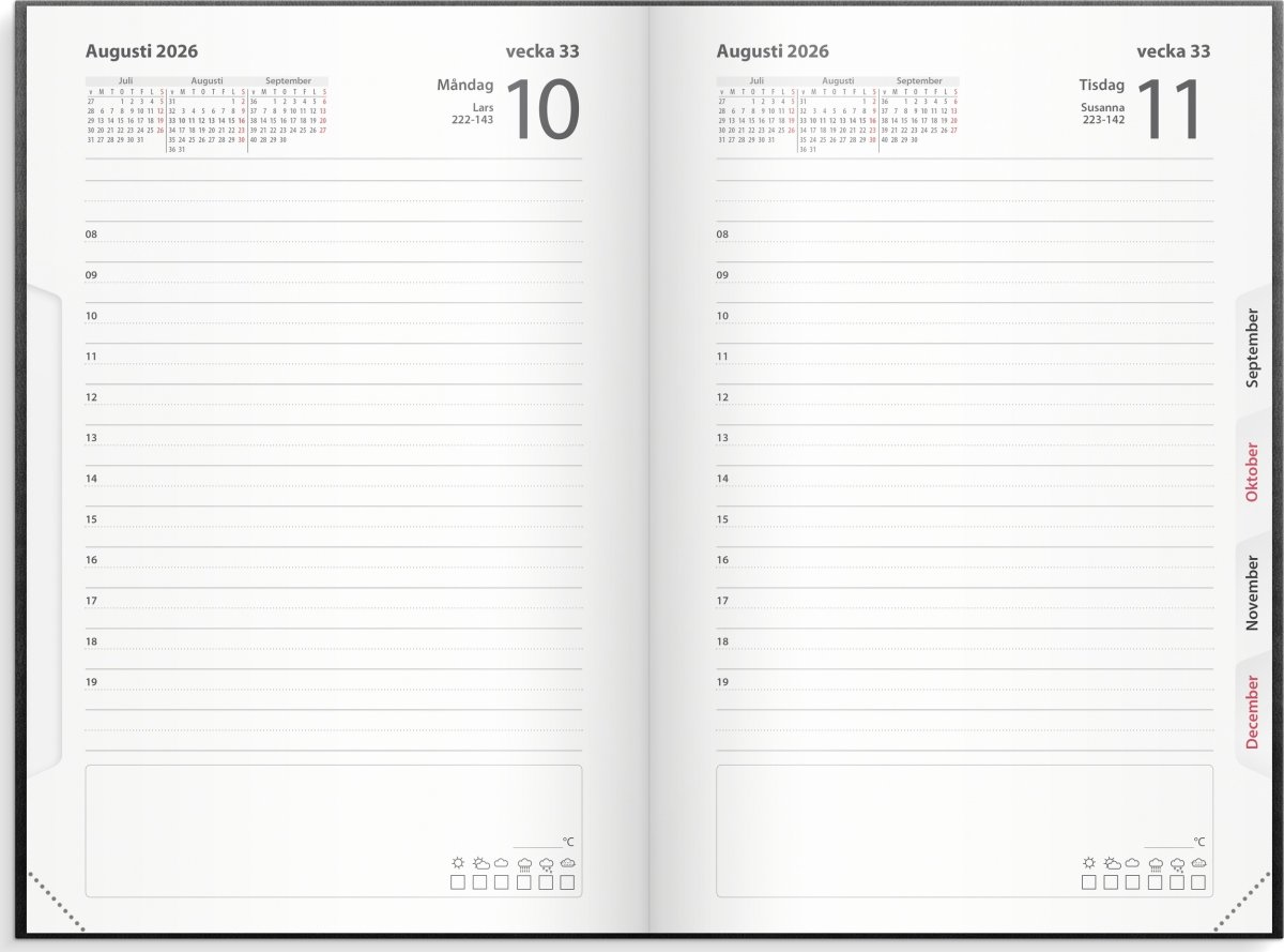 Burde 2026 Kalender, Dagbok, konstläder, svart