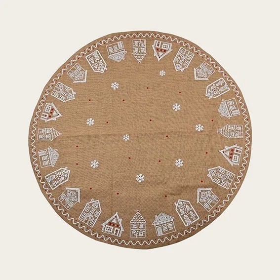 Julgransmatta, H120xB120xD0,2cm, Ø120cm, brun