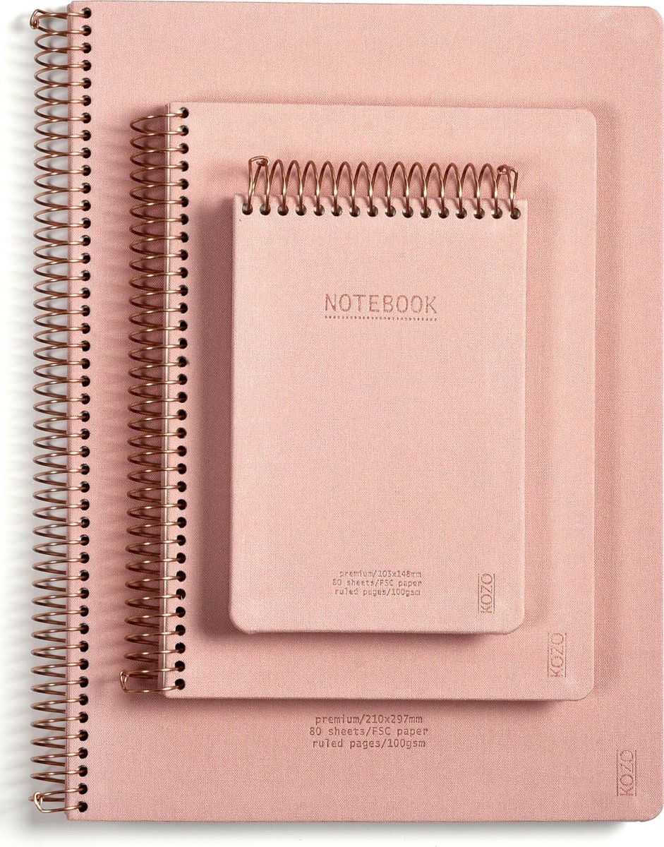 Kozo Premium Anteckningsbok, A6, Linj., MutedBlush
