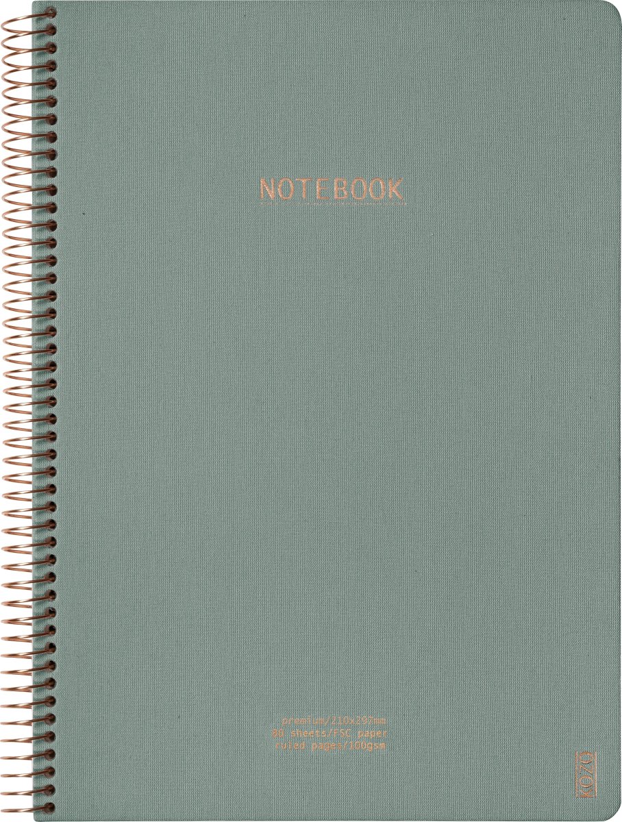 Kozo Premium Anteckningsbok, A4, Linj., Aloe Vera