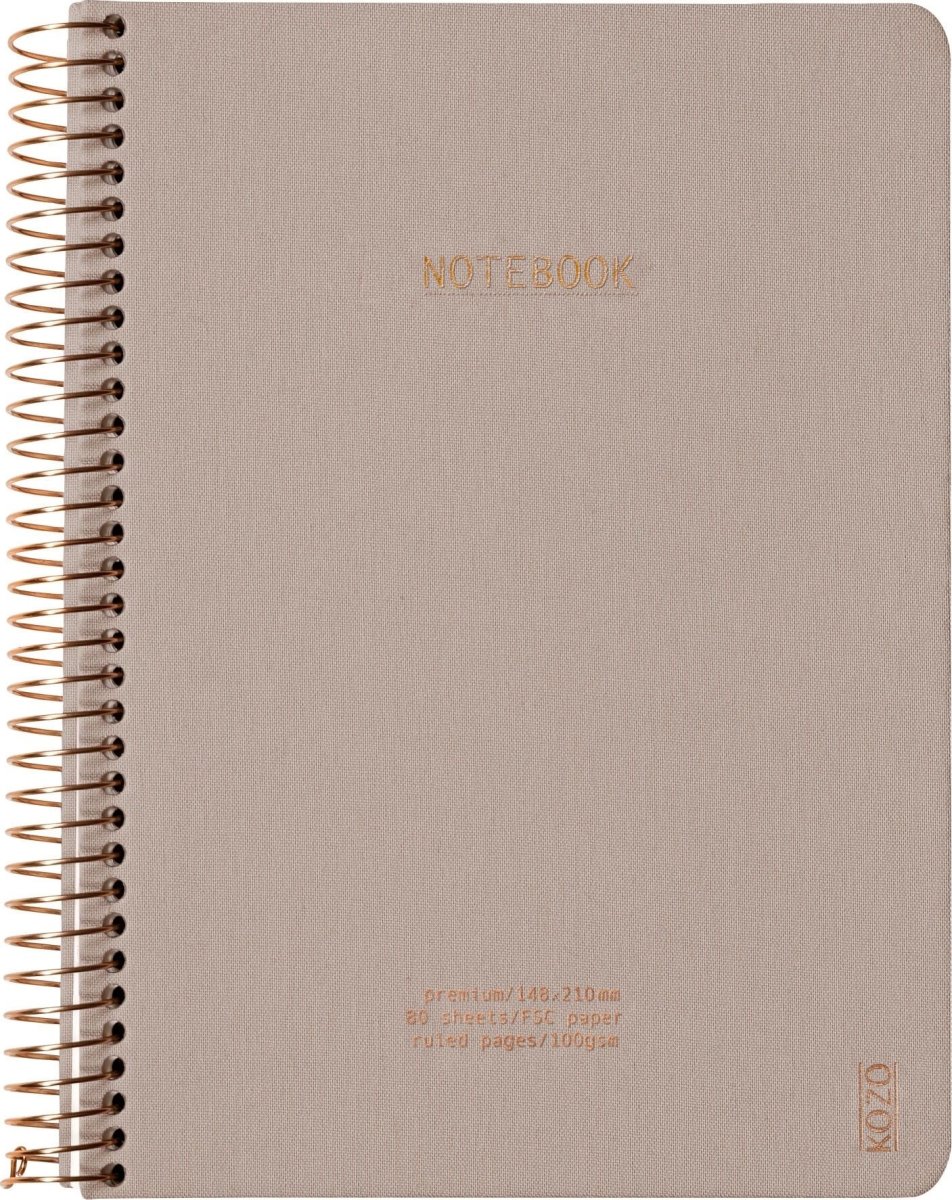 Kozo Premium Anteckningsbok | A5 | Linjerat | Sand