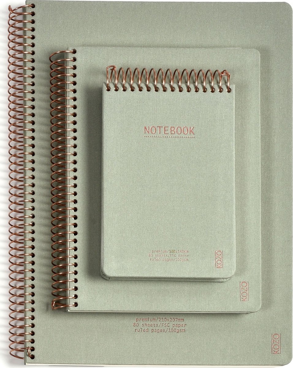 Kozo Premium Anteckningsbok, A6, Linj., Aloe Vera
