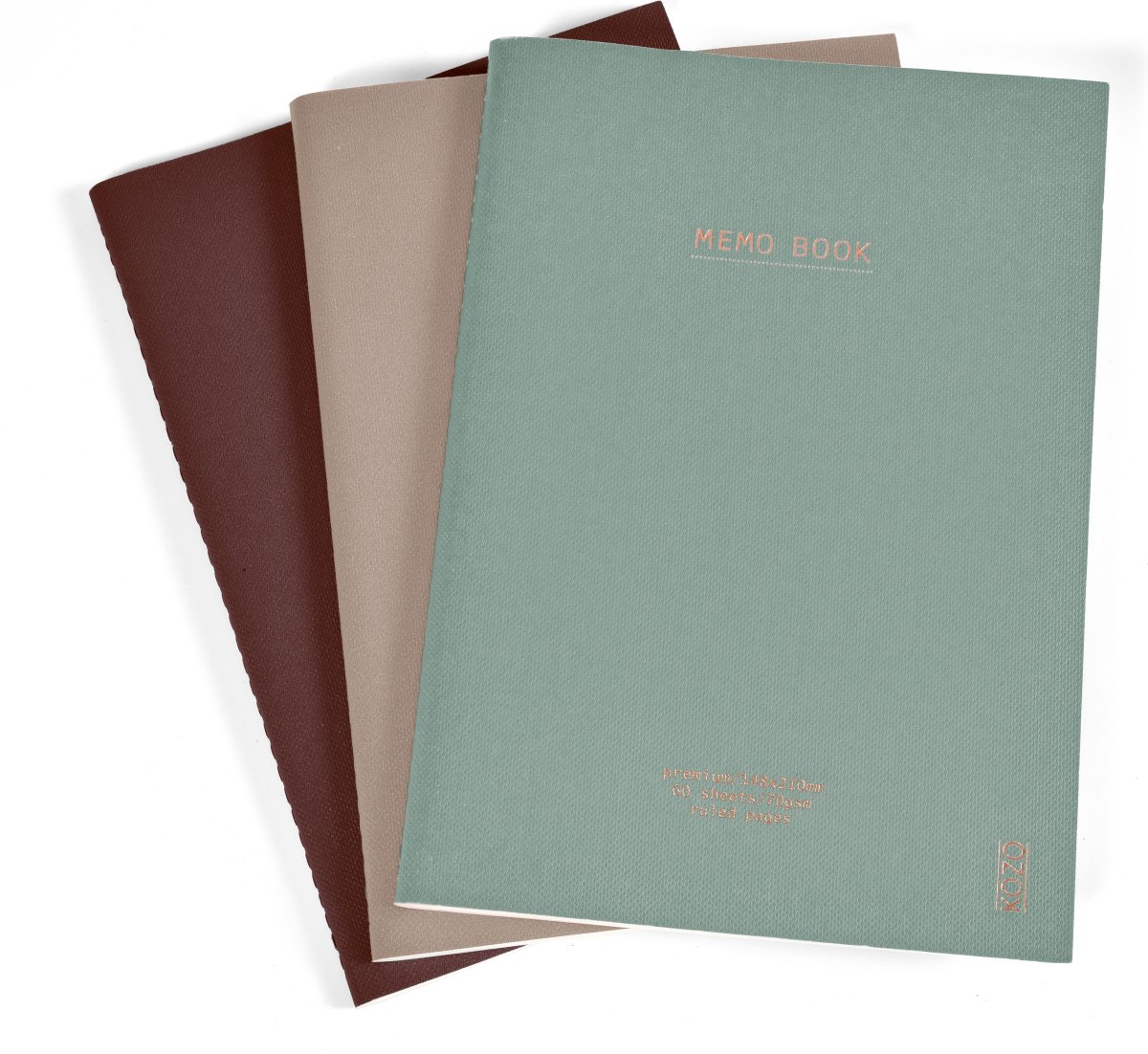 Kozo Premium Skrivblock | A5 | Linjerat | 3-pack