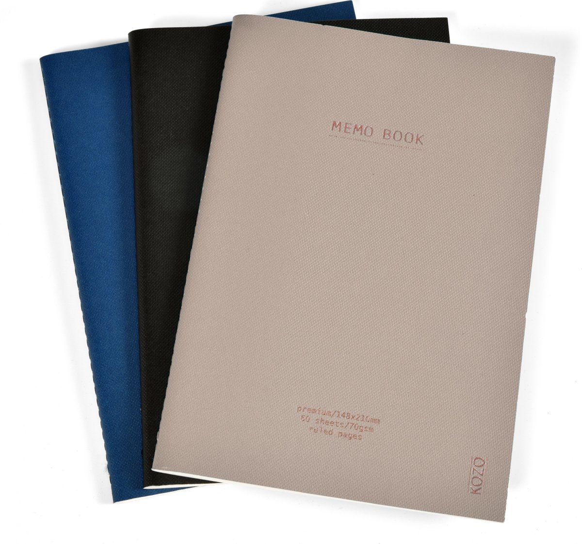 Kozo Premium Skrivblock | A5 | Linjerat | 3-pack