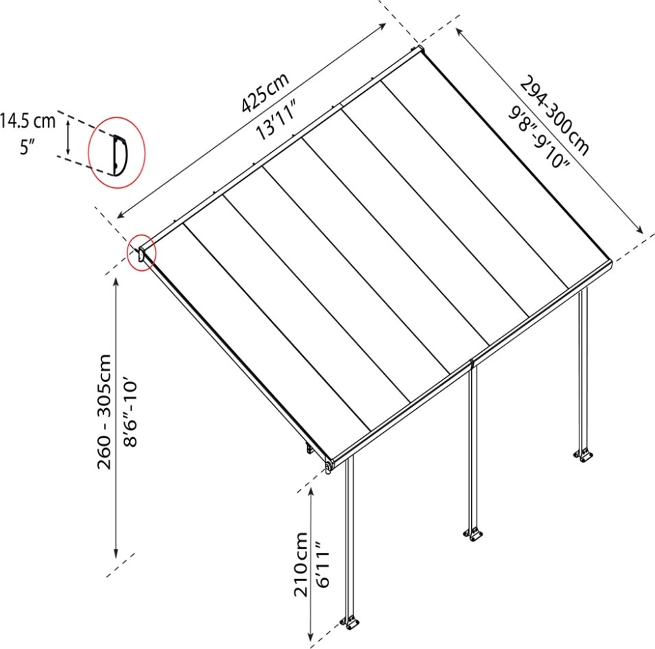 Palram Canopia Feria skärmtak, 12,5 m2, vit