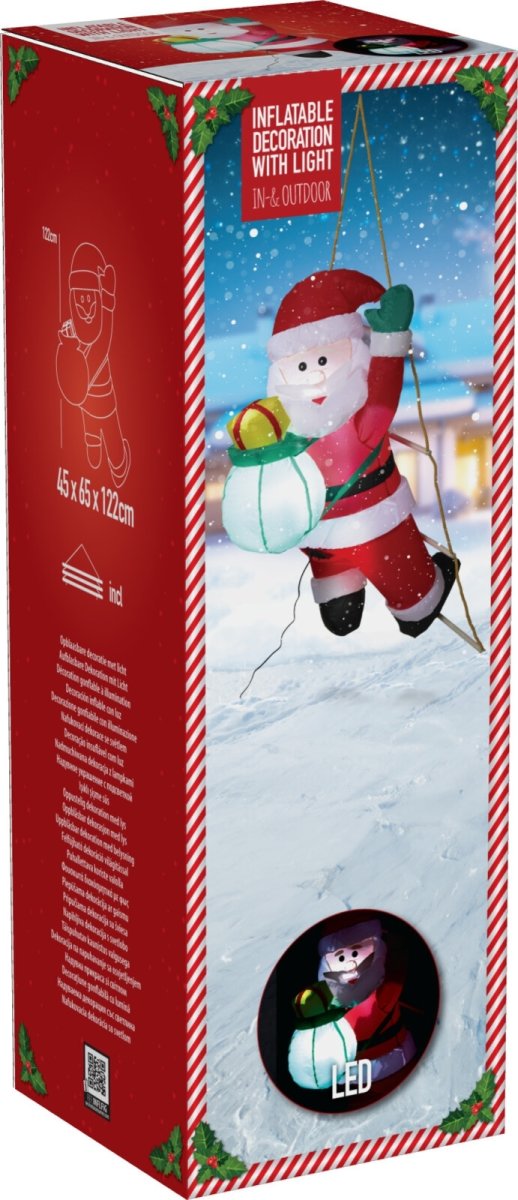 Uppblåsbar Jultomte med Repstege, H122 cm