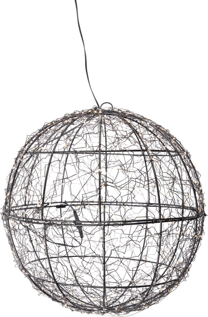 Kula i metall m/500 mikro LED, 35cm, svart