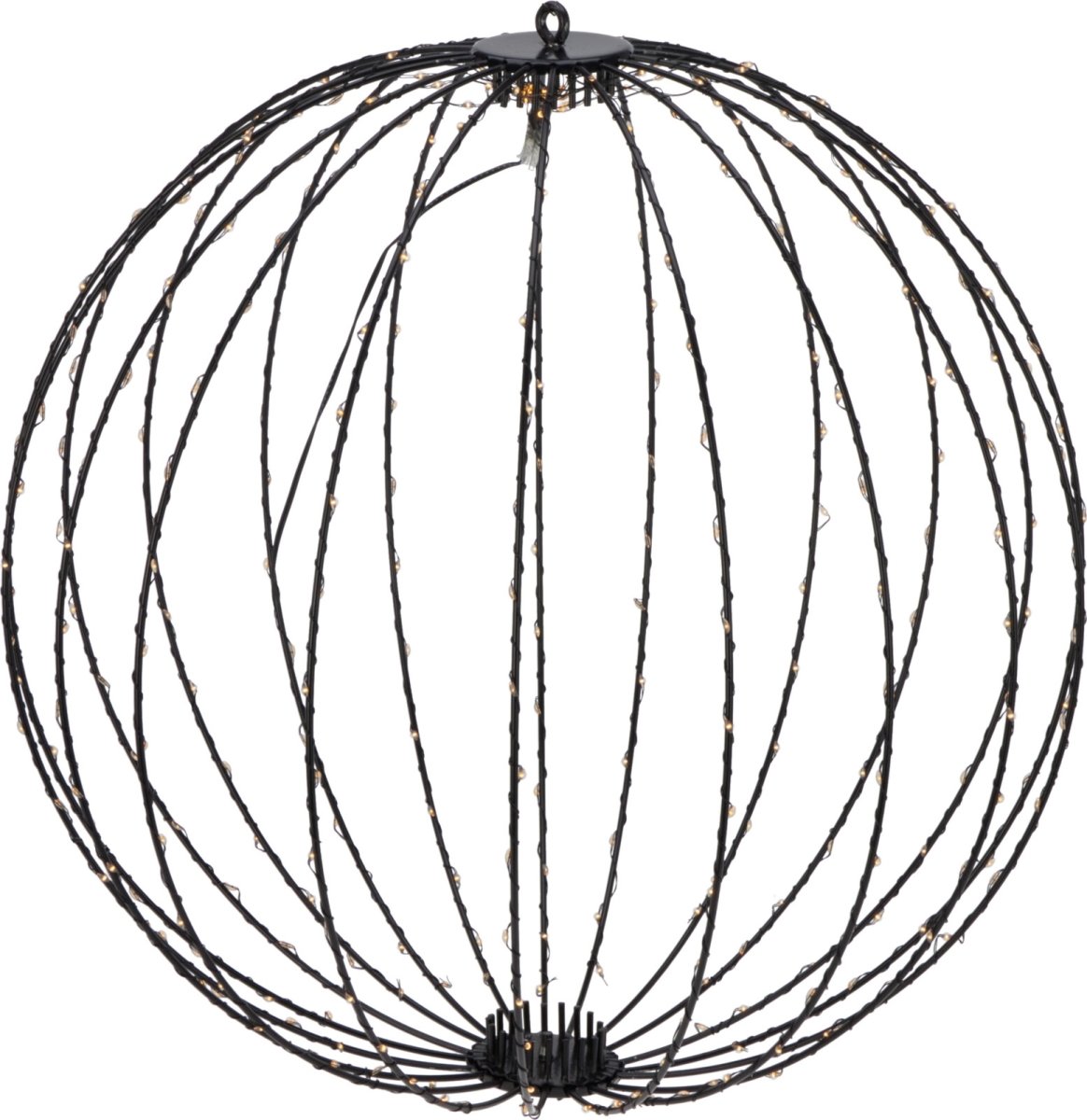 Hopfällbar kula i metall med 240 LED, 40 cm, svart