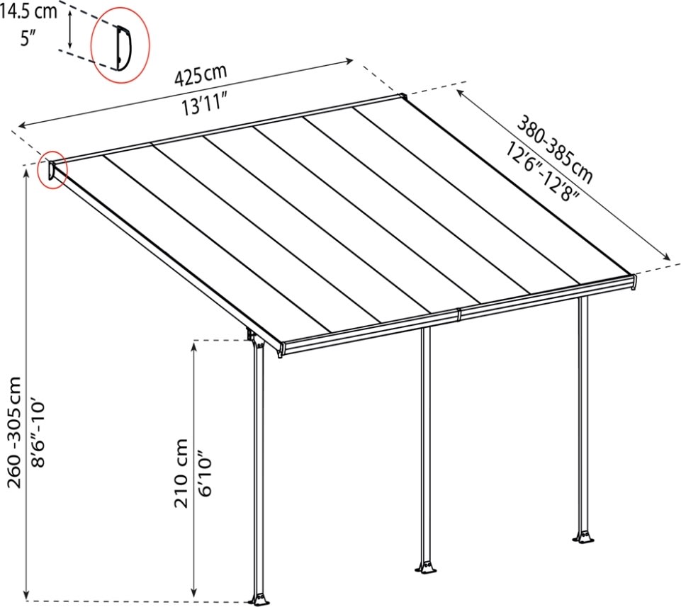 Palram Canopia Feria skärmtak, 4x4,2m, vit