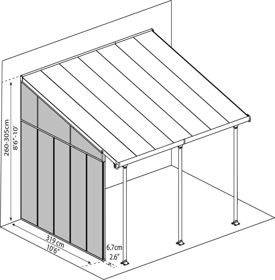 Palram Canopia Feria Sidovägg, 4 m, vit