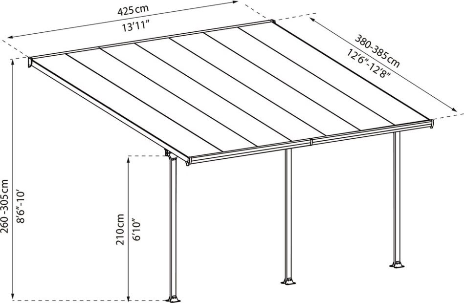 Palram Canopia Feria skärmtak, 4x4,2m, grå
