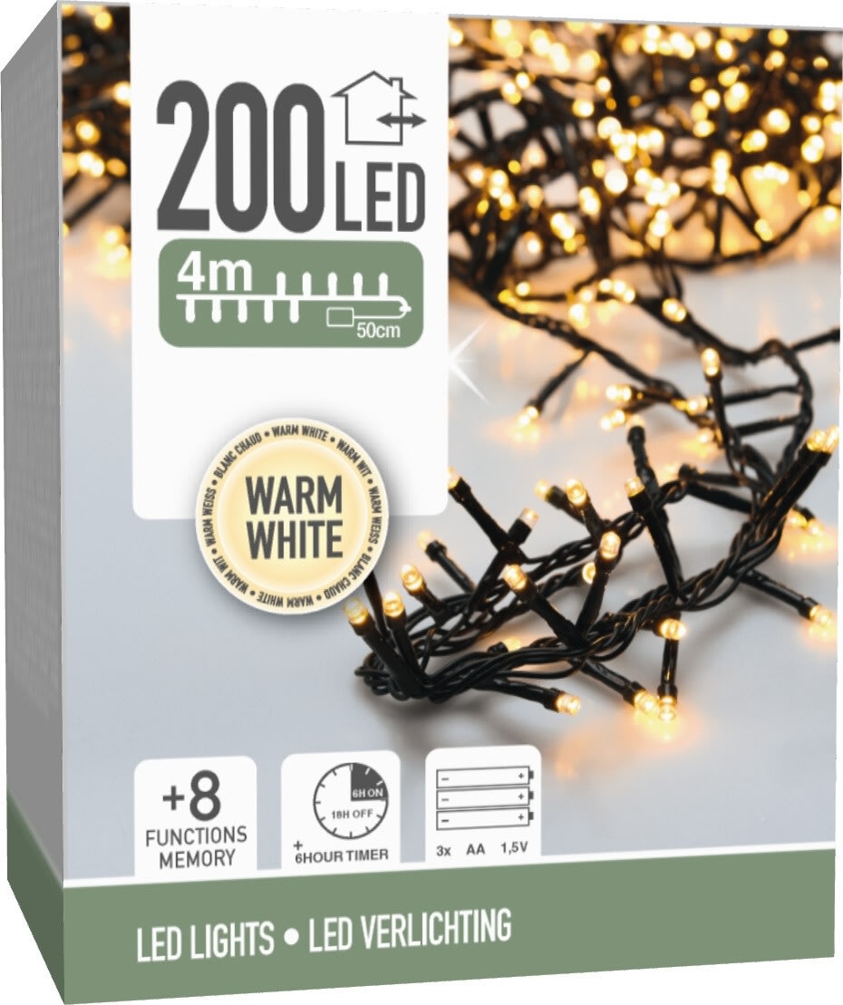 Ljusslinga m/200 LED, 4 meter, varm vit