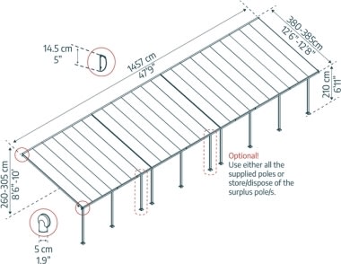 Palram Canopia Feria skärmtak, 4x14,5m, grå