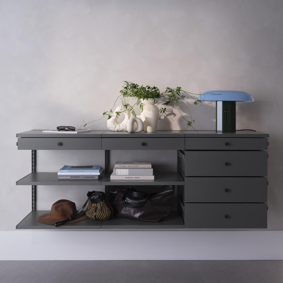 Elfa Decor djup låda, B60/D40, grå