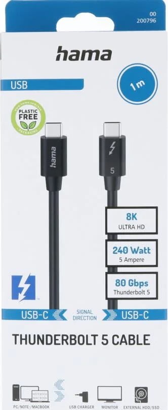 Hama Kabel USB-C Thunderbolt, svart