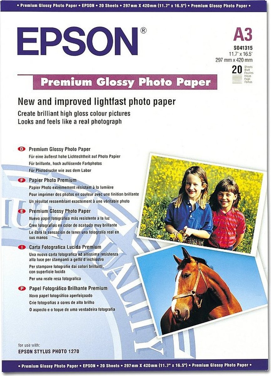 Epson C13S041315 glossy, A3 / 255 g / 20 st ark