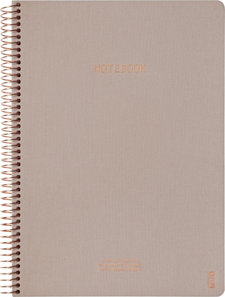 Kozo Premium Anteckningsbok | A4 | Linjerat | Sand