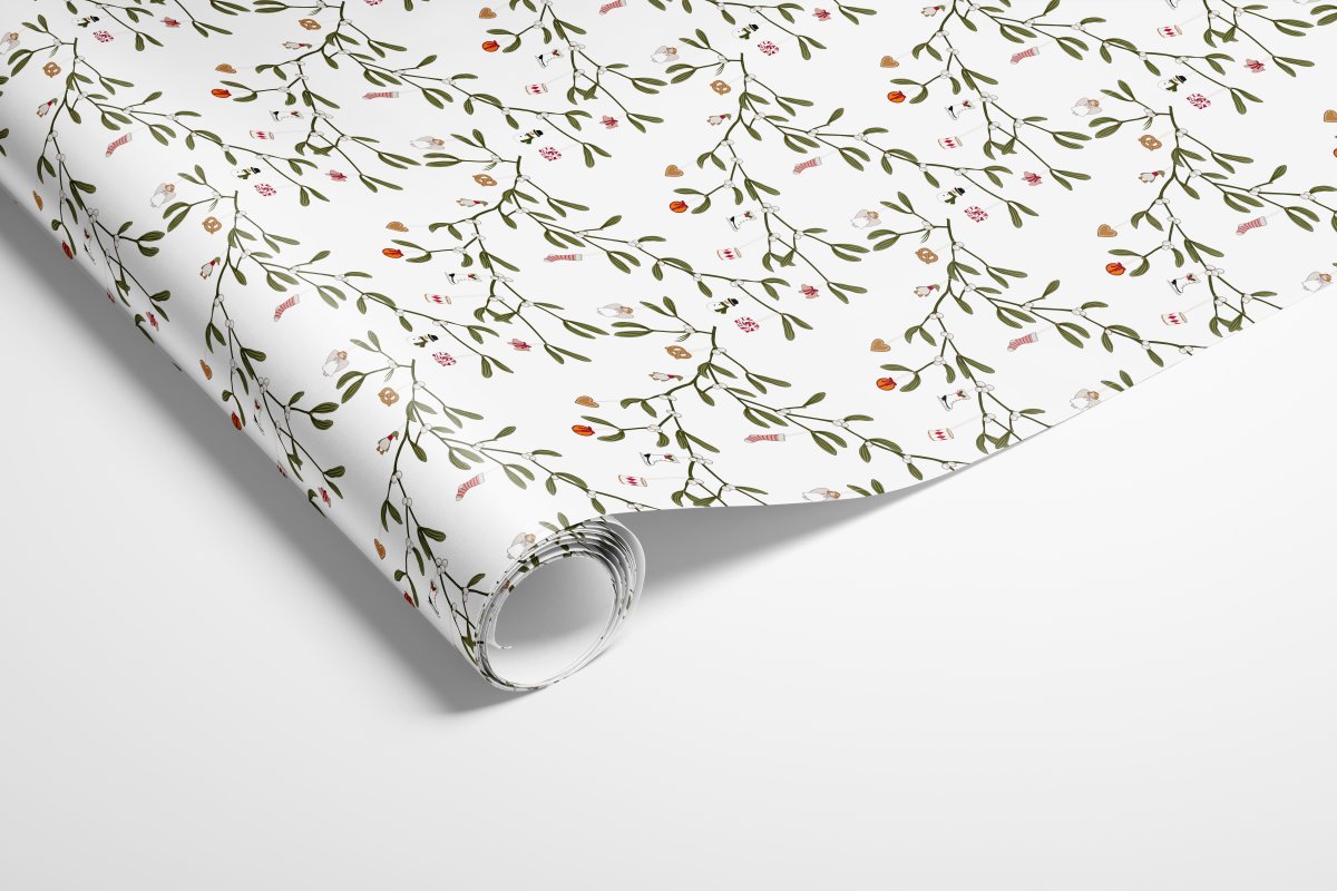 Presentpapper 10m/rll, H70cm x L10cm, vit m/motiv