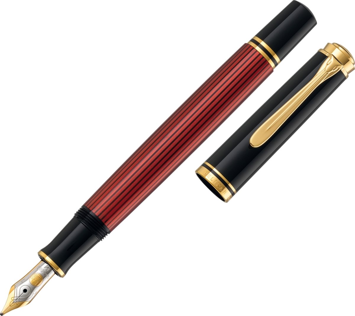 Pelikan Souverän 400 Reservoarpenna, F, svart/röd